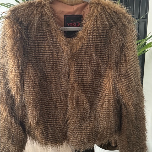 Yoki Women's Tan Faux Fur Jacket (SOLD) - Picture 1 of 1